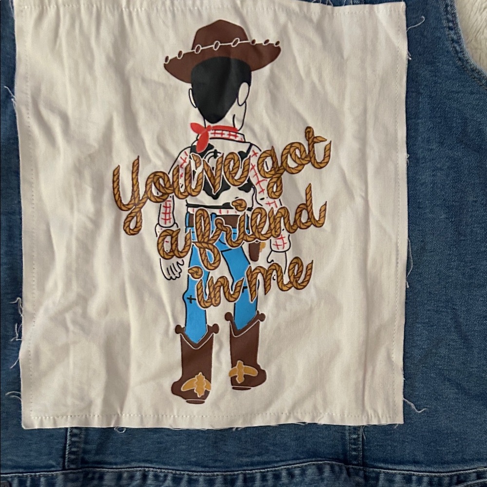 Blue Denim Vest with Cream Embroidered Back Patch - Picture 6 of 6
